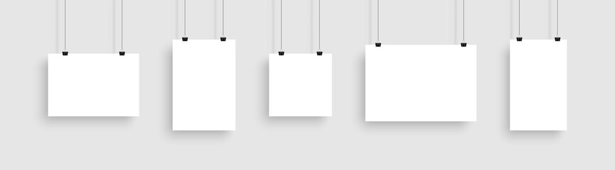 Poster collection. Poster mockup. White Poster Mockup. Vector illustration