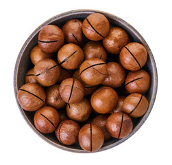 Canvas Print - macadam nuts in bowl with clipping path