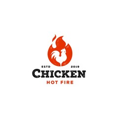 rustic fire chicken logo, hen flame hot symbol vector icon illustration, modern gradient logo , fast food restaurant app icon