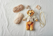 Handmade Teddy Bear And Knitted Little Sweaters