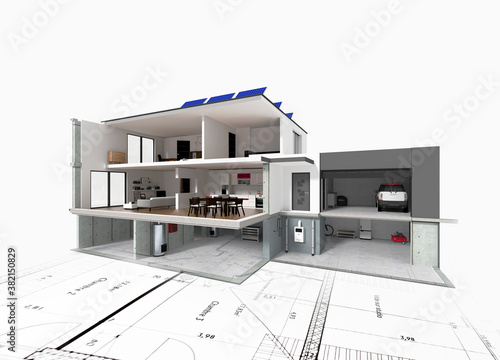 Projet De Construction D Une Maison Moderne Avec Une Vue En Coupe Sur L Interieur Du Batiment Stock Illustration Adobe Stock Projet De Construction D Une Maison Moderne Avec Une Vue En Coupe Sur L Interieur Du Batiment Stock Illustration Adobe Stock