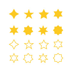 Wall Mural - stars icons collection. yellow bold and outline stars. isolated quality symbol. success abstract sta