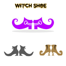 Halloween Shoe Witch Shoe Witch Leg Silhouette Vector Design Black And White SVG Sticker Graphics 