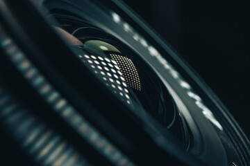 Poster - Beautiful camera lens with light reflection Background pattern for design.