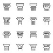 © Aleksandr - Antique columns, pillars outline icons set isolated on white. Classic plinth, socle, museum pedestal.