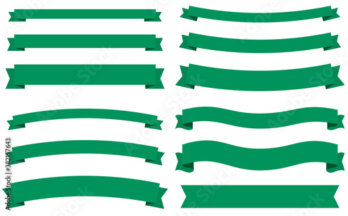 横長の様々な太さのタイトルリボンセット シンプルなフラットデザイン 緑 Vecteur Stock Adobe Stock