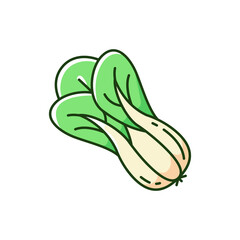 Wall Mural - Bok choy RGB color icon. Natural vegetables options. Healthy meals components. Eco greens ingredients. Superfoods variety. Isolated vector illustration