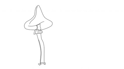 Wall Mural - Self drawing animation of  fly agaric, fly amanita outline. Copy space, white background.