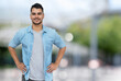 © Daniel Ernst - Young hispanic hipster man with beard and casual clothes