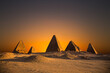Pyramids in Sudan with sunrise background