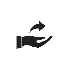 Wall Mural - Hand holding arrow icon. Share symbol isolated on white. Vector illustration.