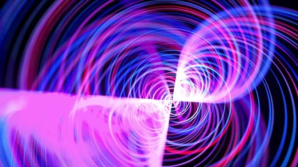 Wall Mural - motion graphics, sci-fi bg. stream of red blue neon lines form spiral shape, curls and pattern. abst
