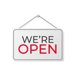 © elena_garder - Sign We are Open. Welcome back signboard. Vector realistic illustration.