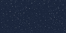 Сosmic, Cosmos, Night Sky, Galaxy With Tiny Dots, Stars Pattern, Starry Text Background. Elongated Rectangle Shape. Hand Drawn Falling Snow, Dot Snowflakes, Specks, Splash, Spray Winter Texture. 