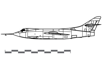 Wall Mural - Douglas D-558-2 Skyrocket. Experimental supersonic research aircraft. Side view. Vector image for illustration and infographics.
