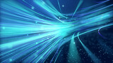 Fototapeta  - Abstract fast moving glowing neon particle created blue light curve line motion, digital futuristic internet data speed background  concept
