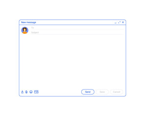 Wall Mural - mail window outline. email template, new message interface mockup. computer desktop screen of mail i