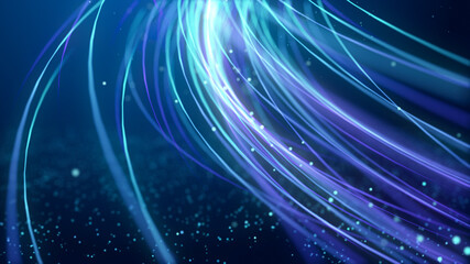 abstract fast moving glowing neon particle created blue light curve line motion, digital futuristic 