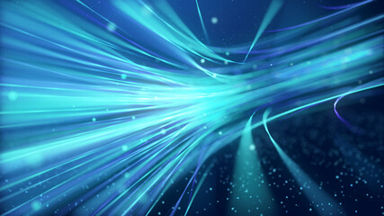 abstract fast moving glowing neon particle created blue light curve line motion, digital futuristic 