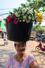 Woman Selling Flowers, Ye, Mon State