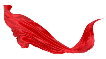 Wall Mural - Beautiful flowing fabric of red wavy silk or satin. 3d rendering image.