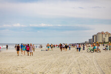 Crowded Jacksonville Beach During The Covid-19 Pandemic, Florida, United States Of America