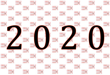 2020 is the new year, two thousand and twelfth text is black font on a tinted giftbox pattern