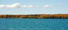 Autumn View Of Lake On Manitoulin Island, Wide Angle.