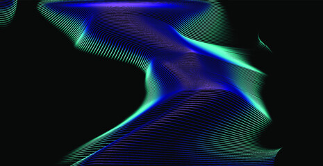 Aufkleber - Abstract technology background with warped and distorted polygonal grid.
