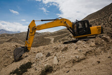 Excavator In Action In Rural Nepal.