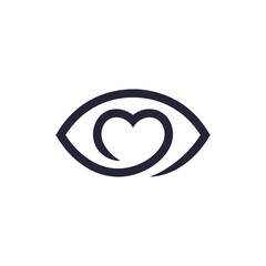 Sticker - Eye love logo design vector