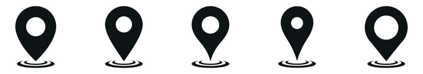Poster - Set of location icons. Modern map markers, Map pin place marker icon for apps and websites, map pointer icon
