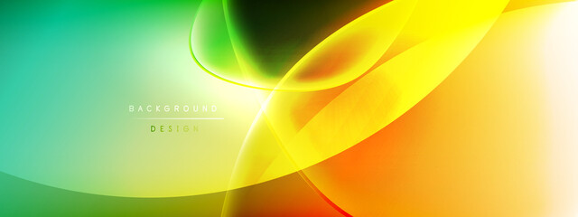Vector abstract background - liquid bubble shapes on fluid gradient with shadows and light effects. Shiny design template for text