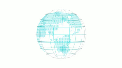 New cyan color 3d technology planet icon on white background,earth icon