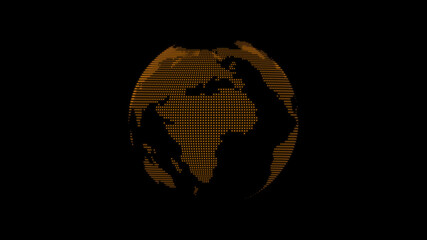 Amazing orange color technology 3d planet icon on black background,earth icon