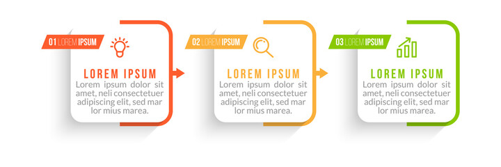 Minimal Business Infographics template. Timeline with 3 steps, options and marketing icons .Vector linear infographic with three conected elements. Can be use for presentation.
