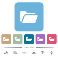 Sticker - Folder open flat icons on color rounded square backgrounds