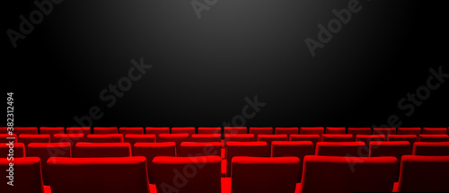 Cuadros en Lienzo Cinema movie theatre with red seats rows and a black background