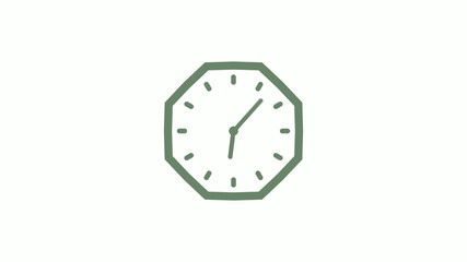 Green gray counting down 12 hours clock icon on white background,clock icon