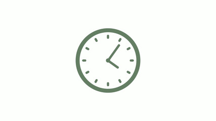 Green gray circle 12 hours clock icon on white background,clock icon,clock icon with trick