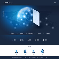Wall Mural - technology website design template for your business - cloud computing, telecommunications, global n