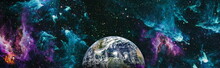 The Earth From Space. Planet Earth Seen From Space, Collage On Space, Science And Educational Subjects. This Image Elements Furnished By NASA.
