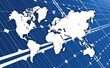 world map on blue background solar panels