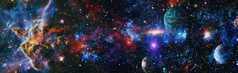 Wall Mural - panorama. horizontal view for a glass panels . template banner , elements furnished by nasa .