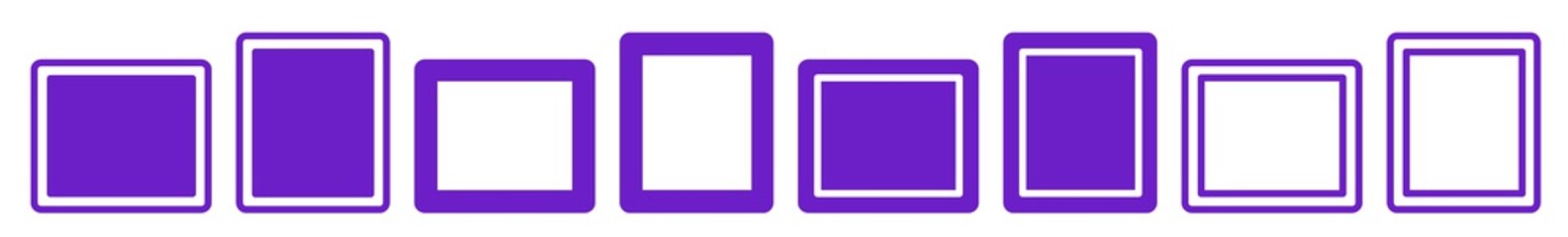 Wall Mural - frame icon purple | frames illustration | rectangle symbol | label emblem logo box | button sign | i