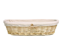 Straw Basket Isolated On White Background.Food Container.