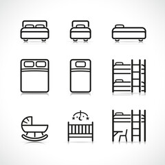 Vector bed icons design set