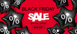 Black Friday Sale, shop now, discount banner with  balloons for your website.