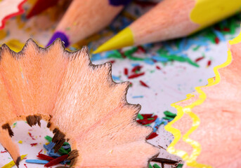 Wall Mural - close-up colored pencil shavings detail