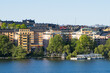 Stockholm, Sweden - May 29 2020 : Apartment buildings by the waterfront in Norr Mälarstrand